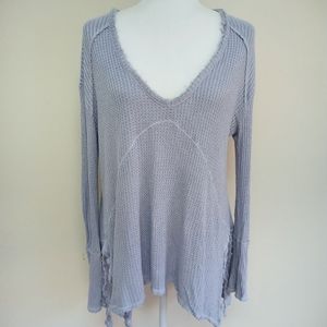 Free People Waffle knit thermal lavender raw hem